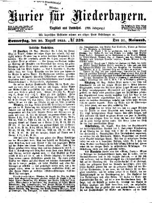 Kurier für Niederbayern Donnerstag 30. August 1855