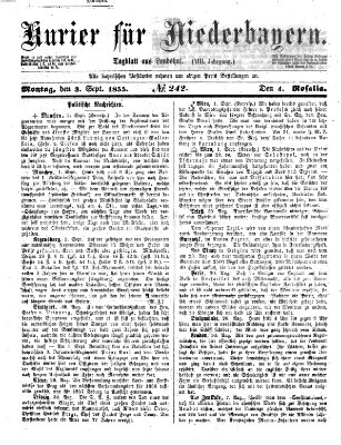 Kurier für Niederbayern Montag 3. September 1855