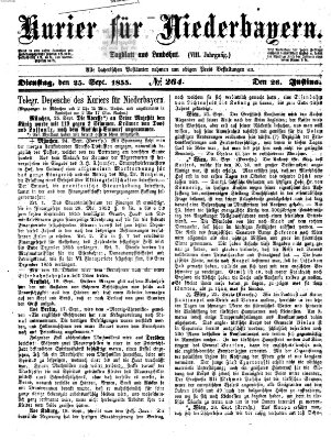 Kurier für Niederbayern Dienstag 25. September 1855