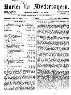 Kurier für Niederbayern Samstag 29. September 1855