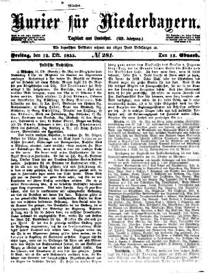 Kurier für Niederbayern Freitag 12. Oktober 1855