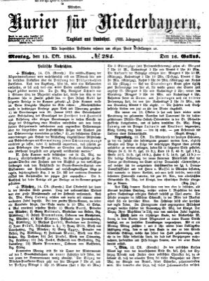 Kurier für Niederbayern Montag 15. Oktober 1855