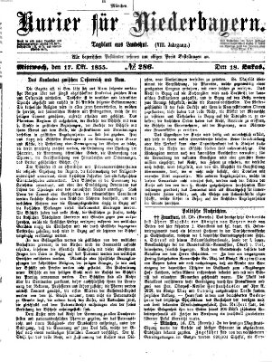 Kurier für Niederbayern Mittwoch 17. Oktober 1855