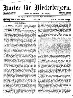 Kurier für Niederbayern Freitag 7. Dezember 1855