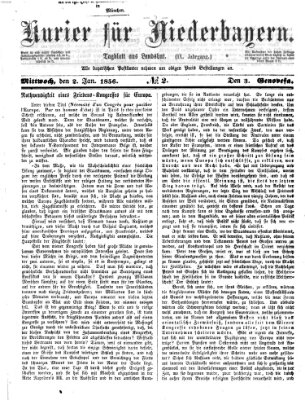 Kurier für Niederbayern Mittwoch 2. Januar 1856