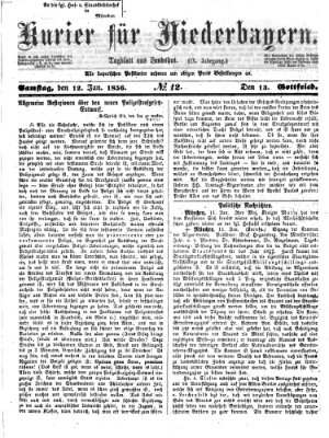 Kurier für Niederbayern Samstag 12. Januar 1856