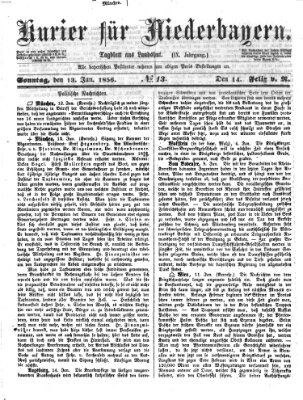 Kurier für Niederbayern Sonntag 13. Januar 1856