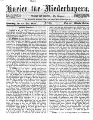 Kurier für Niederbayern Dienstag 22. Januar 1856