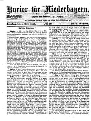 Kurier für Niederbayern Dienstag 5. Februar 1856