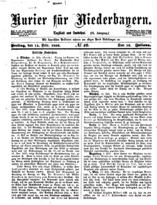 Kurier für Niederbayern Freitag 15. Februar 1856