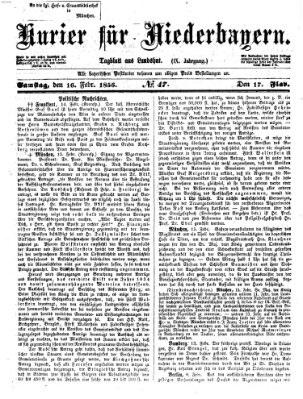 Kurier für Niederbayern Samstag 16. Februar 1856