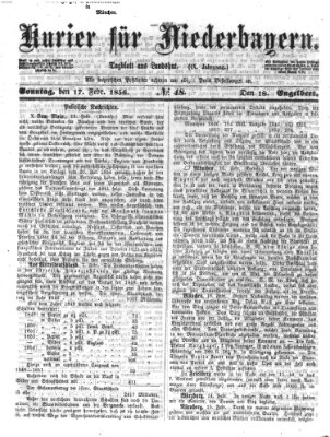 Kurier für Niederbayern Sonntag 17. Februar 1856