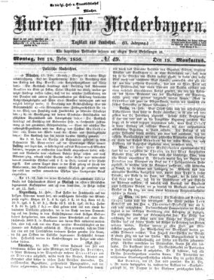 Kurier für Niederbayern Montag 18. Februar 1856