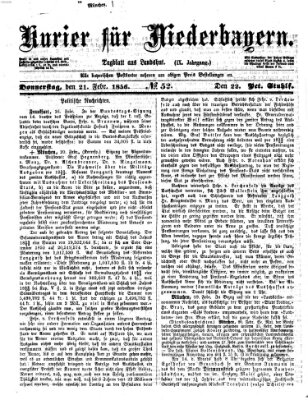 Kurier für Niederbayern Donnerstag 21. Februar 1856