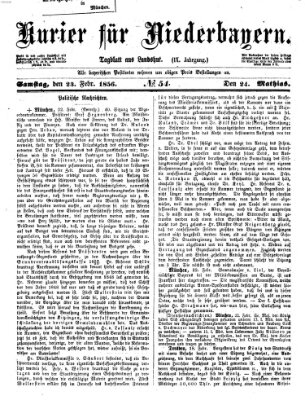 Kurier für Niederbayern Samstag 23. Februar 1856