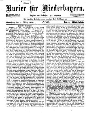 Kurier für Niederbayern Samstag 1. März 1856