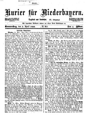 Kurier für Niederbayern Donnerstag 3. April 1856