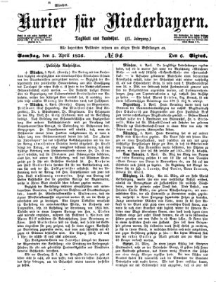 Kurier für Niederbayern Samstag 5. April 1856