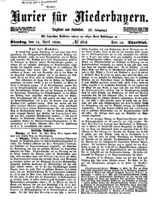 Kurier für Niederbayern Dienstag 15. April 1856