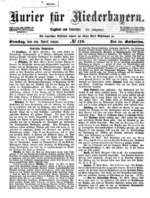 Kurier für Niederbayern Dienstag 29. April 1856