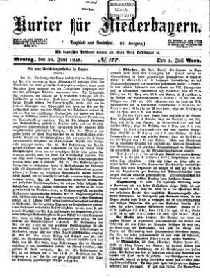 Kurier für Niederbayern Montag 30. Juni 1856