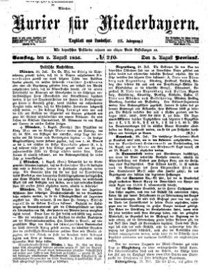 Kurier für Niederbayern Samstag 2. August 1856