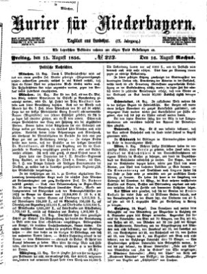 Kurier für Niederbayern Freitag 15. August 1856