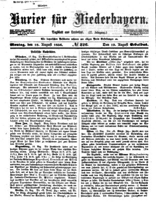 Kurier für Niederbayern Montag 18. August 1856