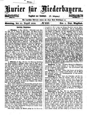 Kurier für Niederbayern Sonntag 31. August 1856