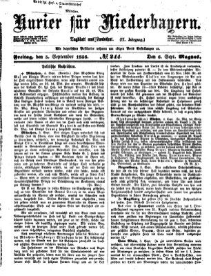 Kurier für Niederbayern Freitag 5. September 1856