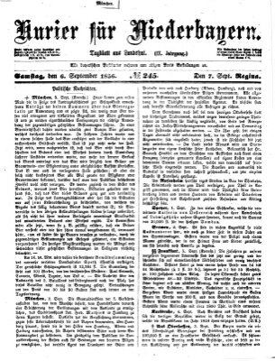 Kurier für Niederbayern Samstag 6. September 1856