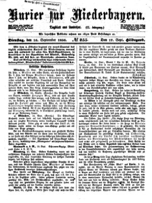 Kurier für Niederbayern Dienstag 16. September 1856