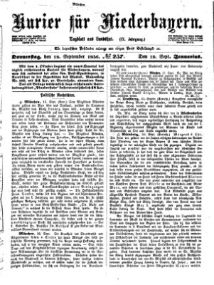 Kurier für Niederbayern Donnerstag 18. September 1856