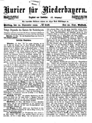 Kurier für Niederbayern Freitag 19. September 1856
