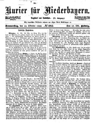 Kurier für Niederbayern Donnerstag 16. Oktober 1856