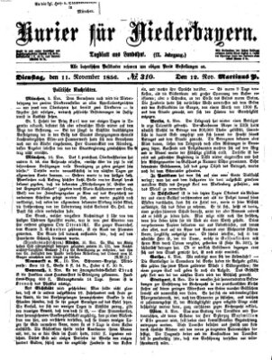 Kurier für Niederbayern Dienstag 11. November 1856