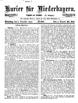 Kurier für Niederbayern Dienstag 2. Dezember 1856