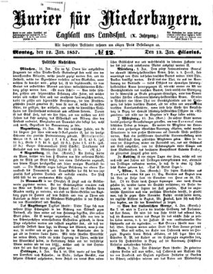 Kurier für Niederbayern Montag 12. Januar 1857