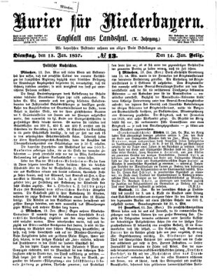 Kurier für Niederbayern Dienstag 13. Januar 1857