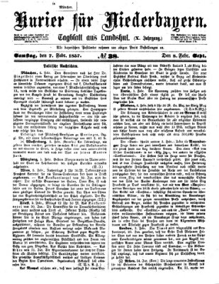 Kurier für Niederbayern Samstag 7. Februar 1857