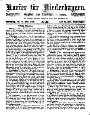 Kurier für Niederbayern Dienstag 10. Februar 1857