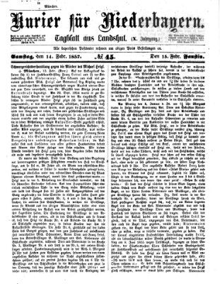 Kurier für Niederbayern Samstag 14. Februar 1857