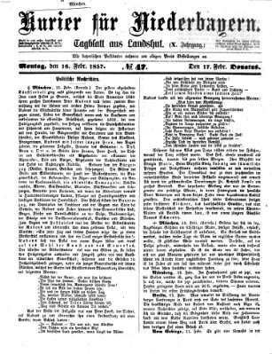 Kurier für Niederbayern Montag 16. Februar 1857