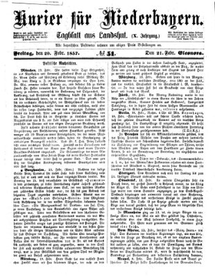 Kurier für Niederbayern Freitag 20. Februar 1857