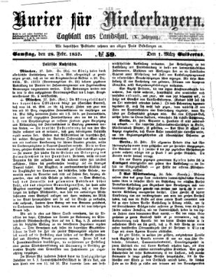 Kurier für Niederbayern Samstag 28. Februar 1857