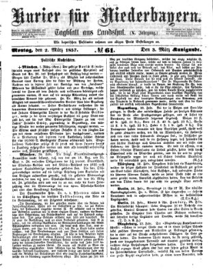 Kurier für Niederbayern Montag 2. März 1857