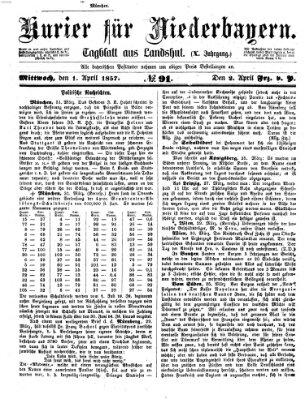 Kurier für Niederbayern Mittwoch 1. April 1857