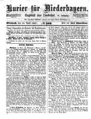 Kurier für Niederbayern Mittwoch 15. April 1857