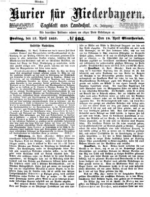 Kurier für Niederbayern Freitag 17. April 1857