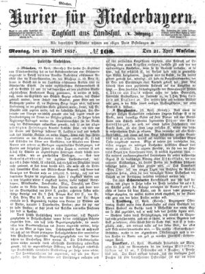 Kurier für Niederbayern Montag 20. April 1857